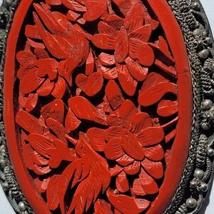 Elegant Red Floral Brooch